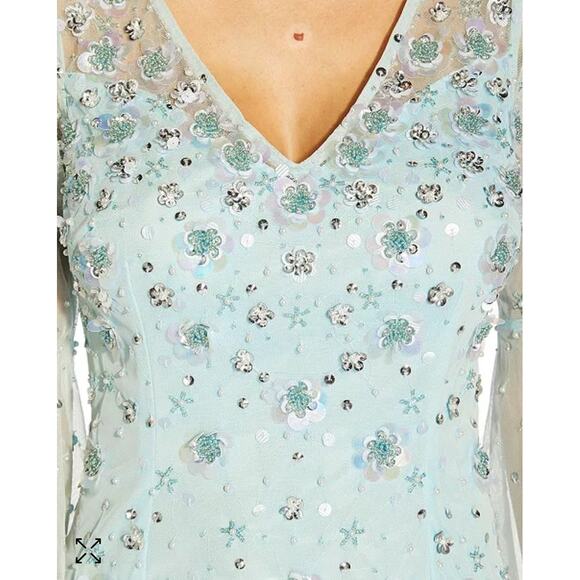 NWT ADRIANNA PAPELL DRESS GOWN 16W MOTHER OF THE BRIDE BLUE FORMAL EVENING - Picture 3 of 16